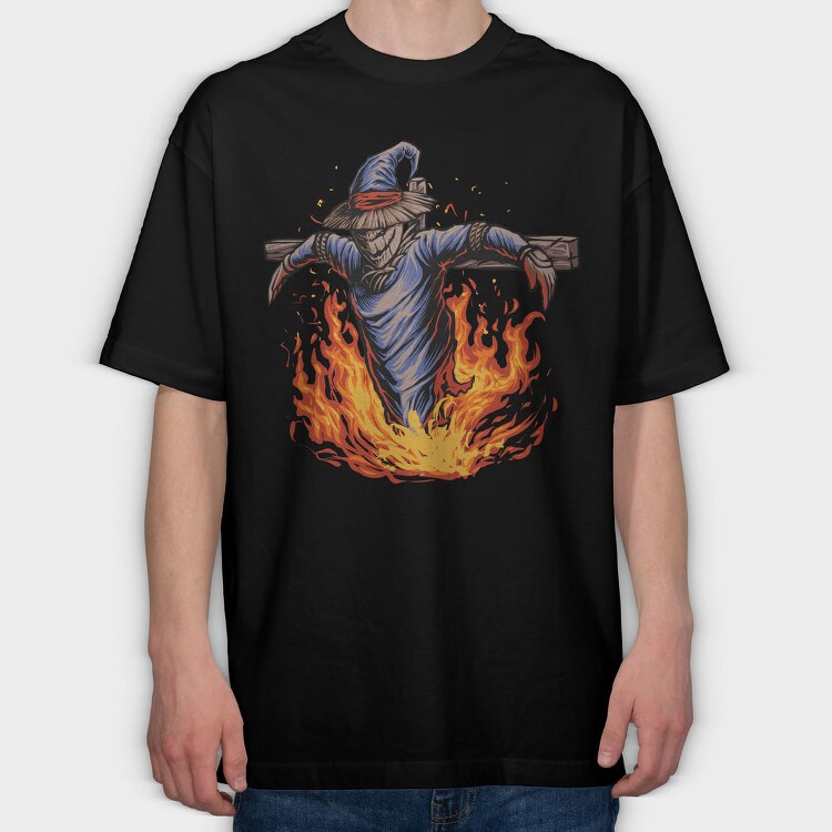 Burning Scarecrow, Tricou Oversize Barbati (Unisex)
