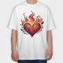 Flaming Heart Illustration, Tricou Oversize Barbati (Unisex)