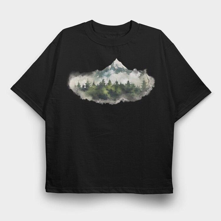 Fog Forest Peak, Tricou Oversize Barbati (Unisex)