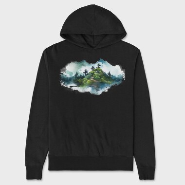 Fog Mountainscape, Hanorac Oversize Barbati (Unisex)