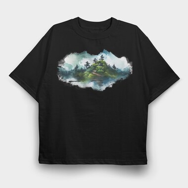 Fog Mountainscape, Tricou Oversize Barbati (Unisex)