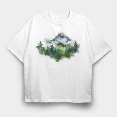 Foggy Forest Peak, Tricou Oversize Barbati (Unisex)