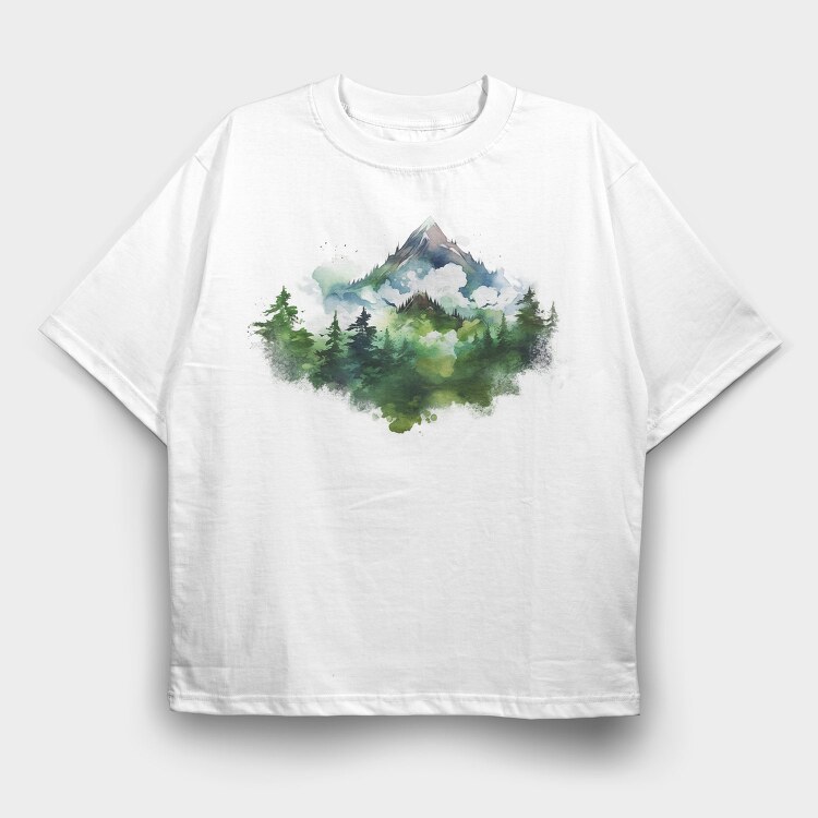 Foggy Forest Peak, Tricou Oversize Barbati (Unisex)