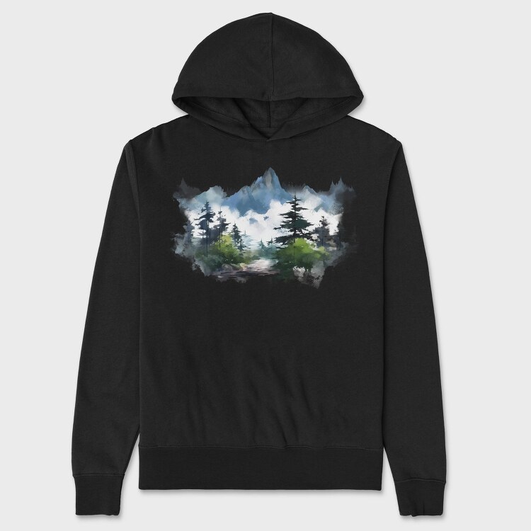 Foggy Mountain Forest, Hanorac Oversize Barbati (Unisex)