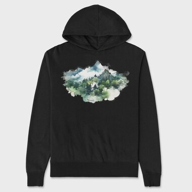 Foggy Peaks Forest, Hanorac Oversize Barbati (Unisex)