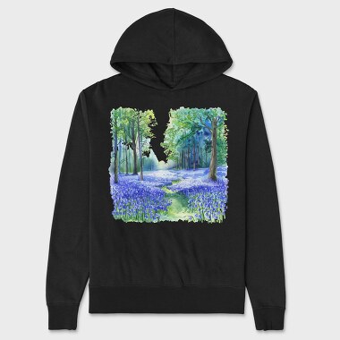 Forest Blue Bell Flowers, Hanorac Oversize Barbati (Unisex)