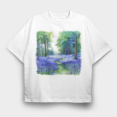 Forest Blue Bell Flowers, Tricou Oversize Barbati (Unisex)