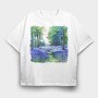 Forest Blue Bell Flowers, Tricou Oversize Barbati (Unisex)
