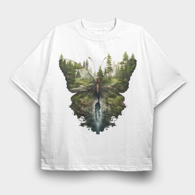 Forest Butterfly Isle, Tricou Oversize Barbati (Unisex)