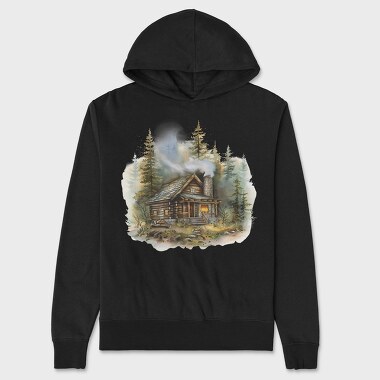 Forest Cabin Mist, Hanorac Oversize Barbati (Unisex)