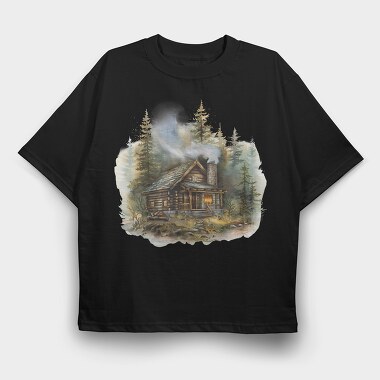 Forest Cabin Mist, Tricou Oversize Barbati (Unisex)