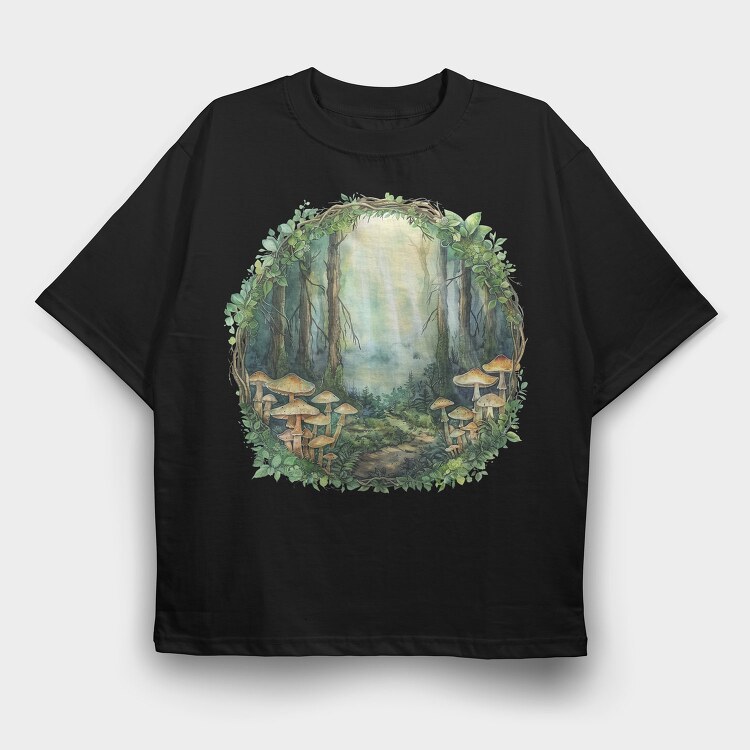 Forest Fairytale Mushrooms, Tricou Oversize Barbati (Unisex)