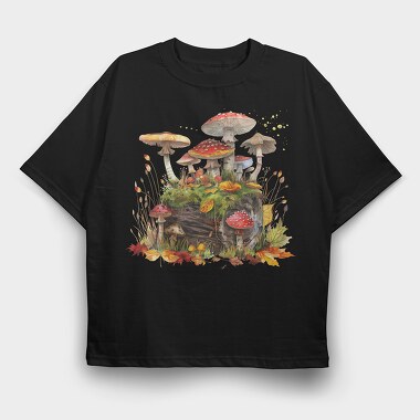 Forest Mushrooms Moss, Tricou Oversize Barbati (Unisex)