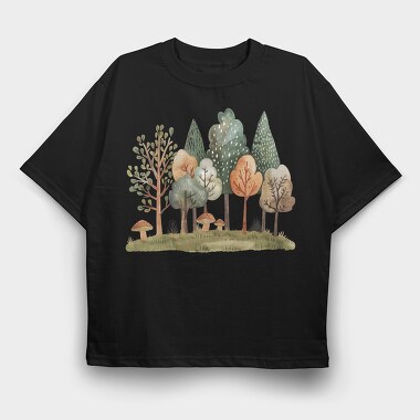 Forest Mushrooms Scape, Tricou Oversize Barbati (Unisex)
