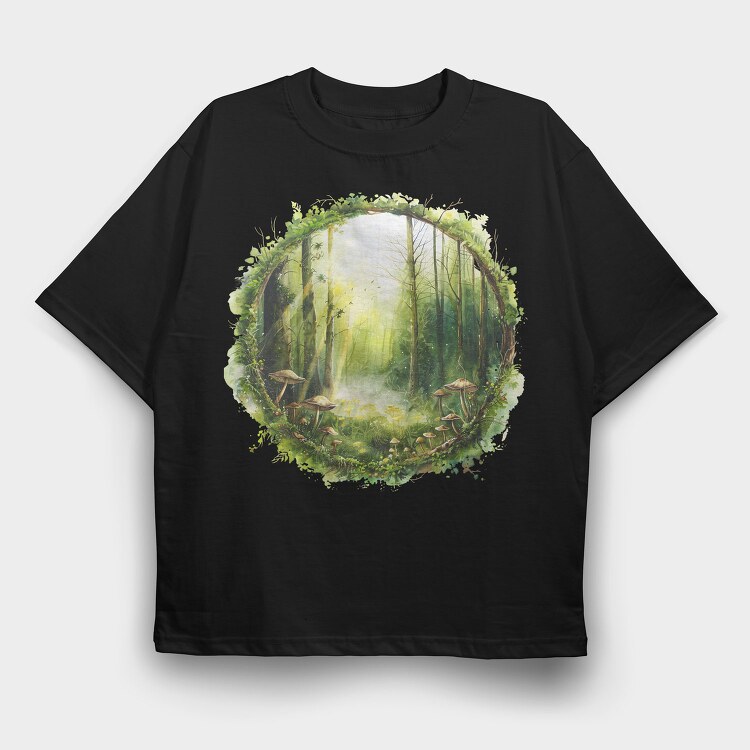 Forest Mystic Circle, Tricou Oversize Barbati (Unisex)