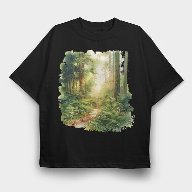 Forest Sunlight Path, Tricou Oversize Barbati (Unisex)