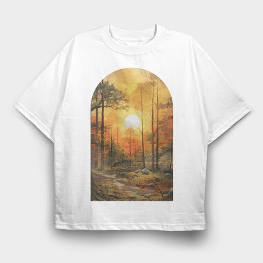 Forest Sunrise Vintage, Tricou Oversize Barbati (Unisex)