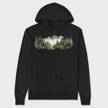 Forest Trees Mist, Hanorac Oversize Barbati (Unisex)