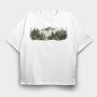 Forest Trees Mist, Tricou Oversize Barbati (Unisex)