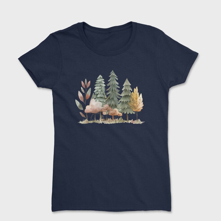 Forest Trees Mushrooms, Tricou Femei