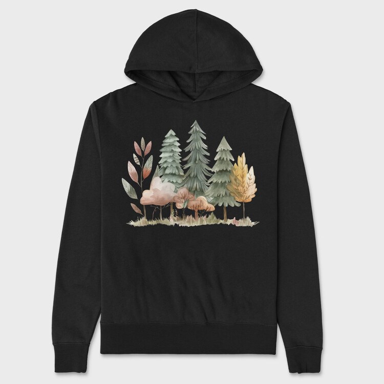 Forest Trees Mushrooms, Hanorac Oversize Barbati (Unisex)