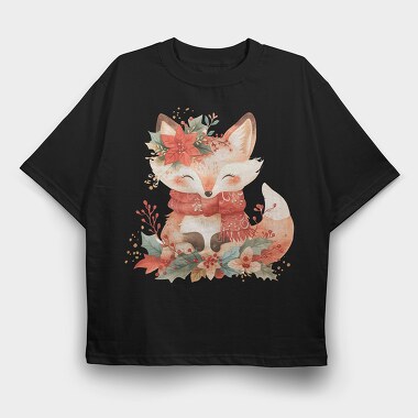 Fox Autumn Wreath, Tricou Oversize Barbati (Unisex)