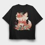 Fox Autumn Wreath, Tricou Oversize Barbati (Unisex)