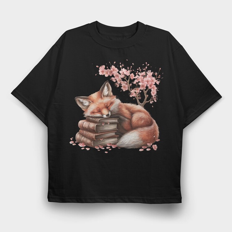 Fox Books Cherry Blossoms, Tricou Oversize Barbati (Unisex)