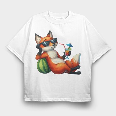 Fox Cocktail Sunglasses, Tricou Oversize Barbati (Unisex)