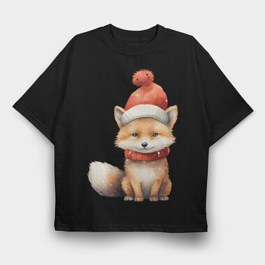 Fox Hat Snowy, Tricou Oversize Barbati (Unisex)