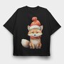 Fox Hat Snowy, Tricou Oversize Barbati (Unisex)