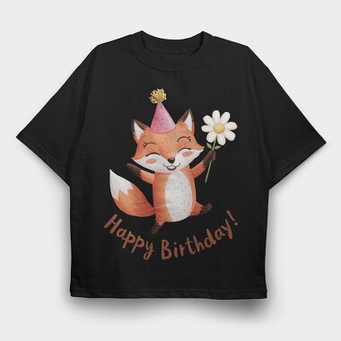 Fox Party Hat, Tricou Oversize Barbati (Unisex)