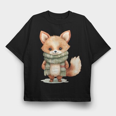 Fox Scarf Christmas, Tricou Oversize Barbati (Unisex)