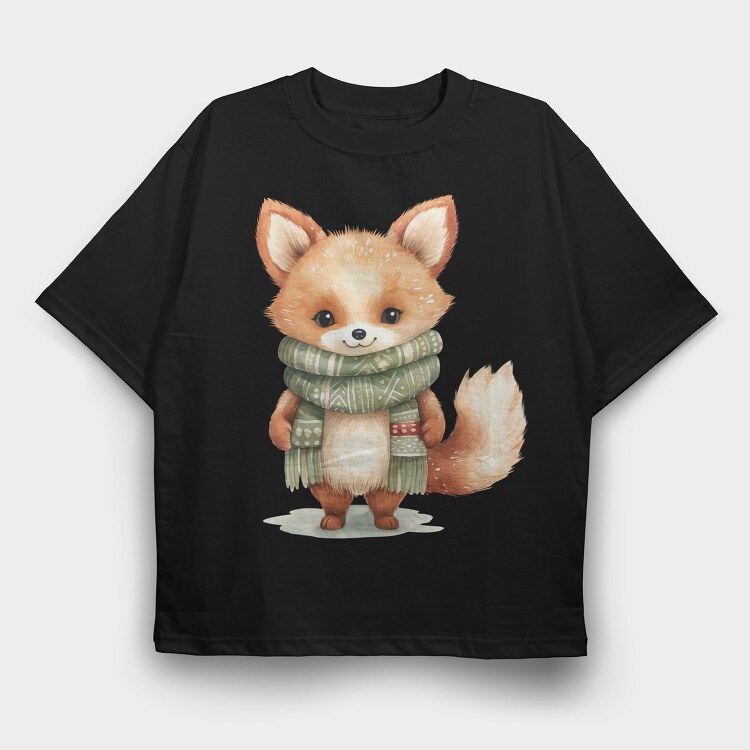 Fox Scarf Christmas, Tricou Oversize Barbati (Unisex)