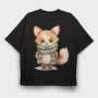 Fox Scarf Christmas, Tricou Oversize Barbati (Unisex)