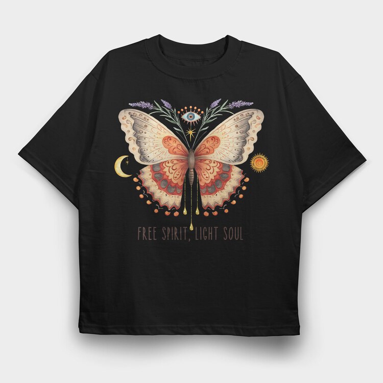 Free Spirit Light Soul, Tricou Oversize Barbati (Unisex)