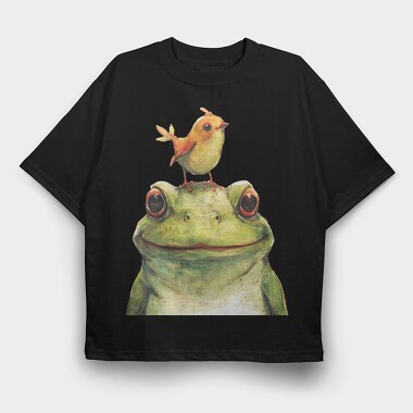 Frog Bird Friendship, Tricou Oversize Barbati (Unisex)
