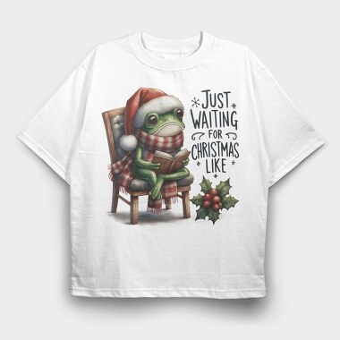 Frog Christmas Reading, Tricou Oversize Barbati (Unisex)