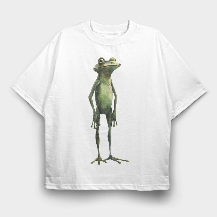 Frog Standing Wise, Tricou Oversize Barbati (Unisex)