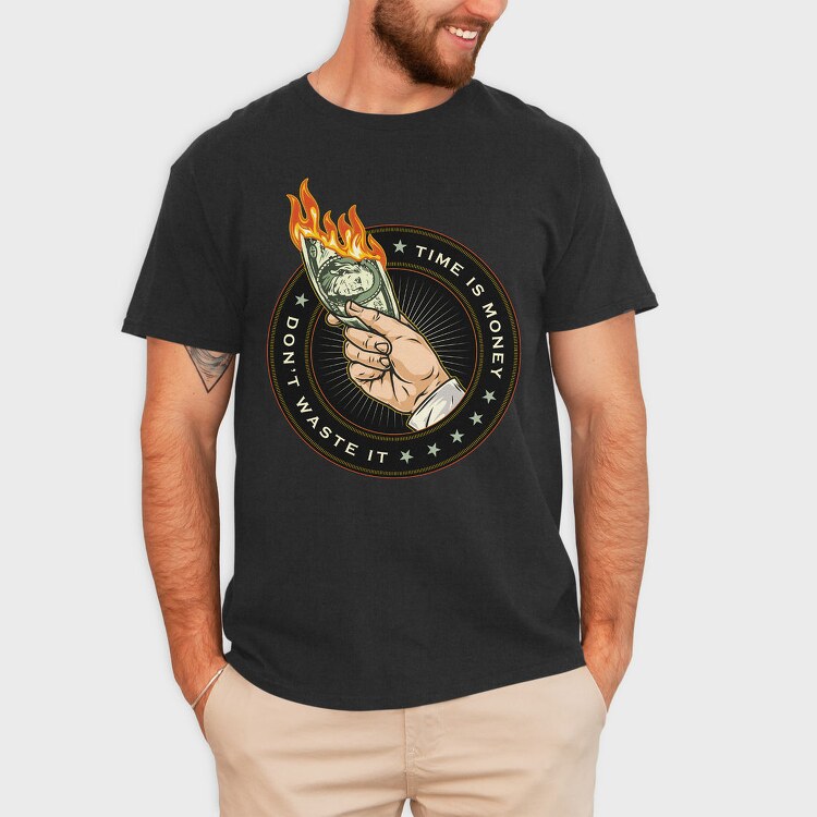 Burning Time Is Money, Tricou Barbati (Unisex)