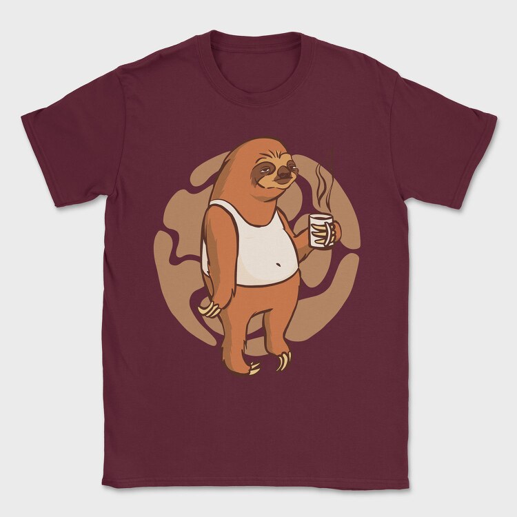 Sloth With Coffee Mug, Tricou Barbati (Unisex)