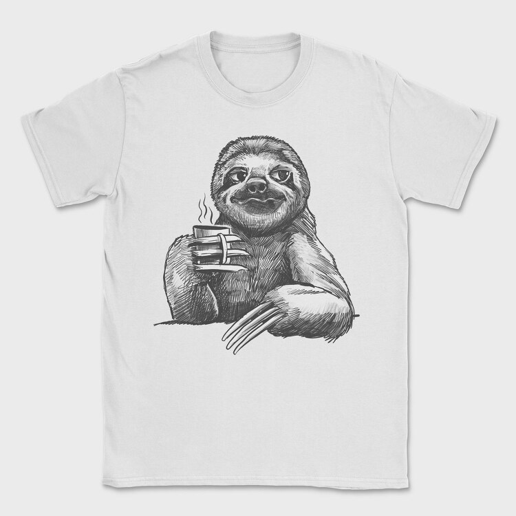 Sloth Sketch Coffee, Tricou Barbati (Unisex)