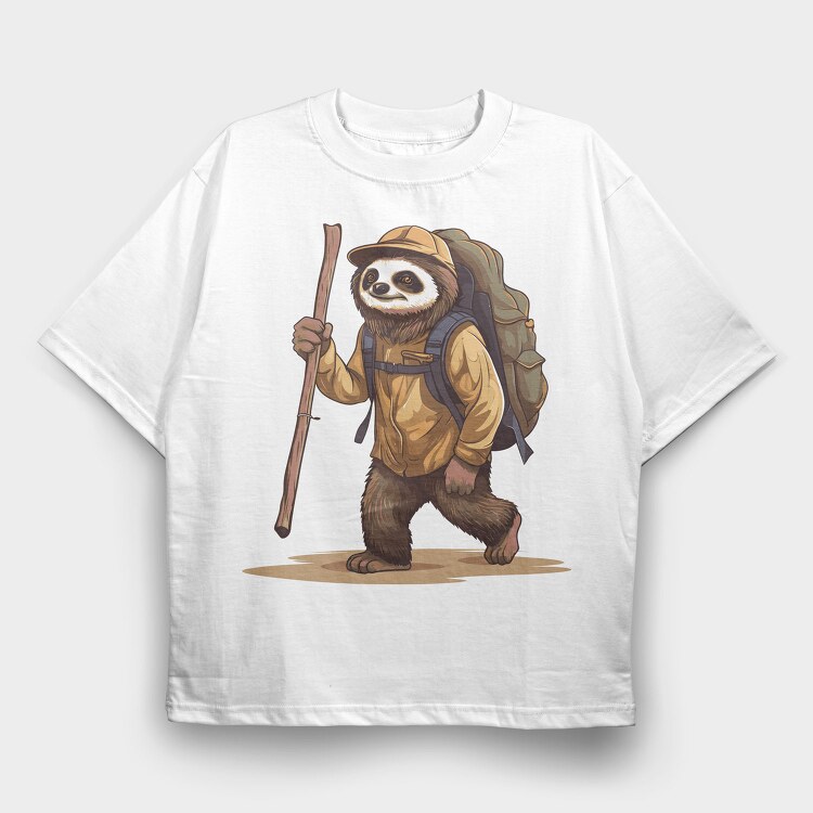 Sloth Hiking, Tricou Oversize Barbati (Unisex)
