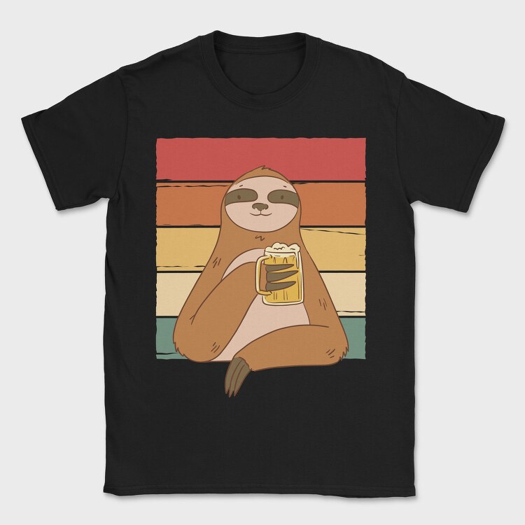 Sloth Drinking Beer, Tricou Barbati (Unisex)