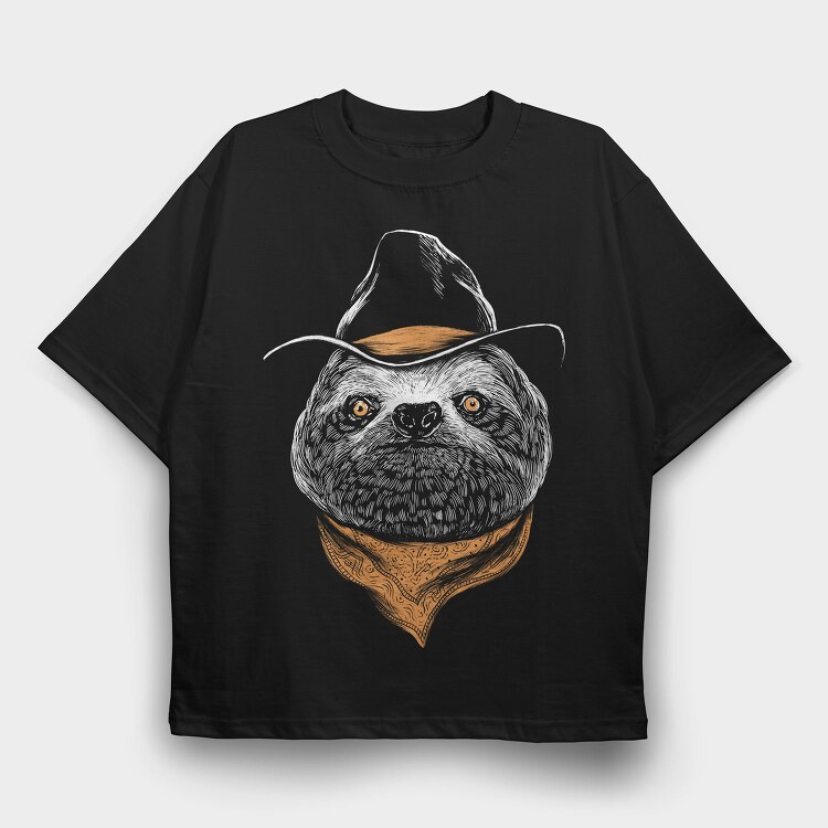 Sloth Cowboy Color, Tricou Oversize Barbati (Unisex)