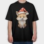 Fox Christmas Santa Hat, Tricou Oversize Barbati (Unisex)
