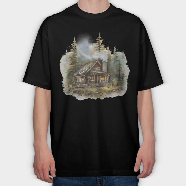 Forest Cabin Mist, Tricou Oversize Barbati (Unisex)
