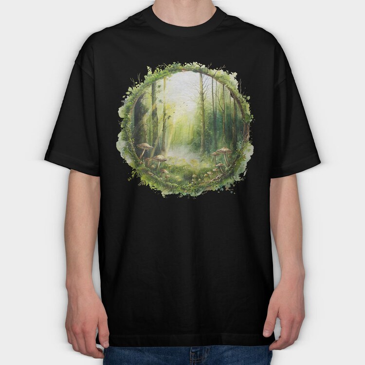 Forest Mystic Circle, Tricou Oversize Barbati (Unisex)