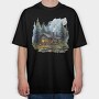 Forest Cabin Night, Tricou Oversize Barbati (Unisex)