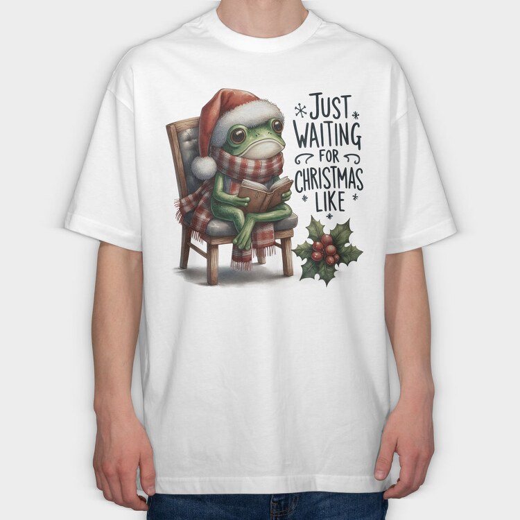 Frog Christmas Reading, Tricou Oversize Barbati (Unisex)